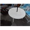 Image 1 : PATIO TABLE WITH UMBRELLA(AS-IS) AND UMBRELLA STAND = 3 PC TTL