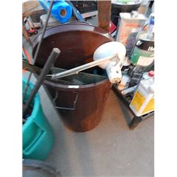 BROWN PAIL WITH CONTENTS - BROWN LID