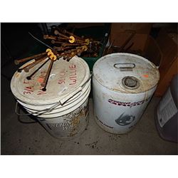 PARTIAL BUCKET OF "SLICK WILLIE" AND PARTIAL BUCKET OF HYDROACTIVE GROUT