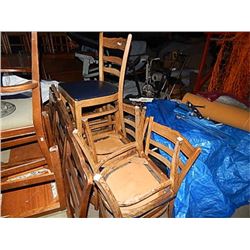 WOOD CHAIRS - BLACK SEATS - 7 TTL