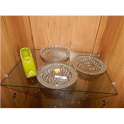 CUT GLASS DISHES AND SHOE - 4 PC TTL