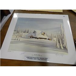 SIGNED OPEN EDITION PRINT - EUGENE PENTZ - (PKG # 4) 1PC TTL - HEATHER LODGE - RETAIL APPROX. $45