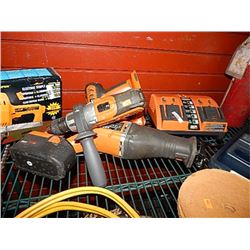 RIDGID KIT - 18 VOLT - RECIPROCATING.  IMPACT DRILL, DRILL, CHARGER - 2 BATTERIES