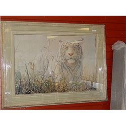 FRAMED PRINT - MONSOON WHITE TIGER - JOHN SEEREY LESTER - GALLERY ESTIMATE $625
