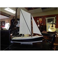 WOOD HAND CRAFTED SAIL BOAT WITH STAND