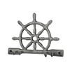 Image 1 : Nautical Rustic Silver Cast Iron Ship Wheel with Hooks
