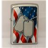 Image 2 : GENUINE ZIPPO LIGHTER U.S FLAG WITH DOG TAGS MADE IN U.
