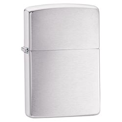 GENUINE ZIPPO PLAIN BRUSHED CHROME LIGHTER