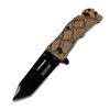 Image 1 : 8" BROWN HANDLE DEFENDER SPRING ASSISTED KNIFE W/ BELT