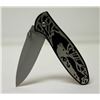 Image 2 : BLACK & SILVER FOLDING KNIFE W/ DEER
