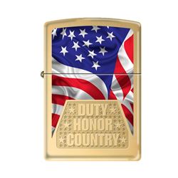 GENUINE ZIPPO LIGHTER BRASS--DUTY, HONOR, COUNTRY