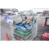 Image 1 : BIN FULL OF ASSORTED GARDEN TOOLS; RAKES, SHOVELS, WEED EATERS, SEED SPREADER, ETC