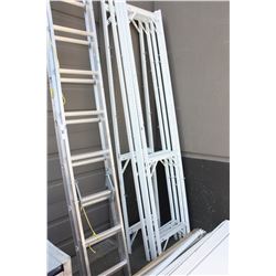 METAL SHELVING UNIT; 6 UPRIGHTS AND A PALLET OF SHELVES AND CROSS BARS