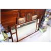 Image 1 : ANTIQUE MAHOGANY FRAMED DECORATIVE WALL MIRROR WITH PAINTED ANGELIC PANELS