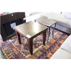 MAHOGANY FINISH END TABLE AND SMALL MAGAZINE TABLE
