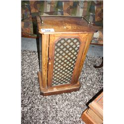 TURN OF THE LAST CENTURY SMALL GLASS FRONT WOODEN CABINET WITH BEAUTIFUL INLAY WORK