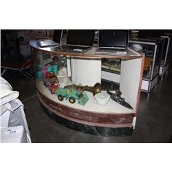 ANTIQUE CURVED GLASS FRONT COMMERCIAL SHOW CASE