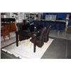Image 1 : 5PC DINING TABLE SET; TABLE WITH JACKNIFE LEAF AND 4 BROWN LEATHER HIGH BACK CHAIRS