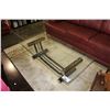 Image 1 : 3PC GLASSTOP COFFEE TABLE SET; COFFEE TABLE, END TABLE AND SOFA TABLE