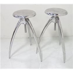 After Phillipe Starck Pair swirl chrome bar stools