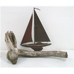 Curtis Jere style copper boat sculpture