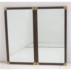 Henredon Pair Brass Mounted Rosewood Mirrors