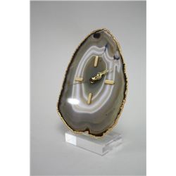 Brutalist gilt metal agate clock