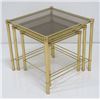 Image 2 : Nest of 3 Italian brass side tables