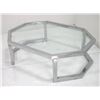 Image 2 : Chrome and glass octagonal coffee table, ca. 1970s