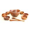 Image 1 : Danish modern salad bowl, tongs & 6 bowls