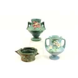 Three Roseville pottery vases