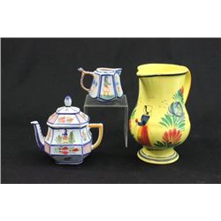 Quimper Henriot creamer, sugar & pitcher