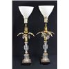 Image 1 : Pair brass & crystal "Palm Tree" lamps