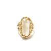 Image 1 : 14k yellow gold Brutalist style ring with pearl