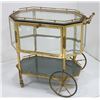 Image 1 : Brass & Beveled Glass Tea Cart