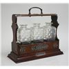 Image 1 : Victorian oak traveling case & 3 glass bottles