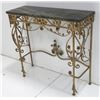 Image 2 : Marble top & iron console table w/matching mirror