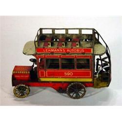 American tinplate Lehmann's clockwork autobus, 13cm high…