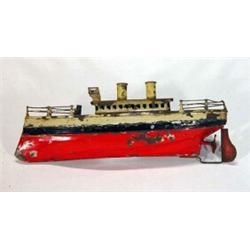 Early tinplate steam ship, 23cm in length…