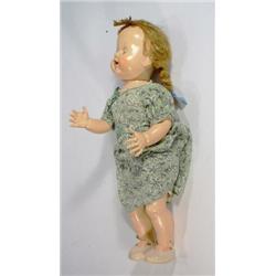 1960s doll with open and close eyes and open mouth and a green dress, 50cm high…