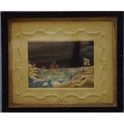 Old Victorian black framed watercolour, 'Felix Harbour, taken from a drawing by Captain Ross in h…