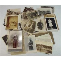 Tray of Edwardian black and white photographs including sporting, family scenes, etc…