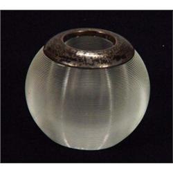 Globular silver topped glass inkwell, 6cm high…