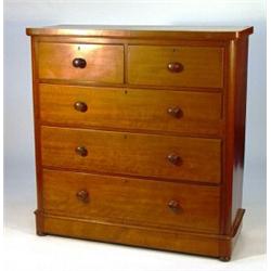 Victorian mahogany chest, fitted two short above three graduated long drawers on a plinth base…