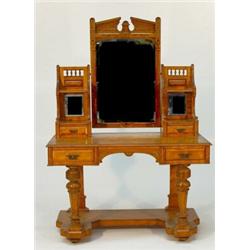 Edwardian satinwood dressing table, fitted a centre swing mirror and shelf with mirror and jewell…