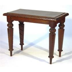 Carved oak occasional table on faceted legs…