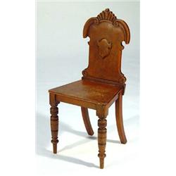 Edwardian walnut hall chair on ring turned legs…