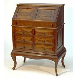 1930s Dutch oak bureau, the fall above six drawers on cabriole legs…