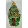 Image 1 : Victorian Majolica Palissy palm tree wall pocket, decorated with lizards, 15cm high…