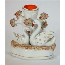 Hand painted Staffordshire swan vase, 12cm high…